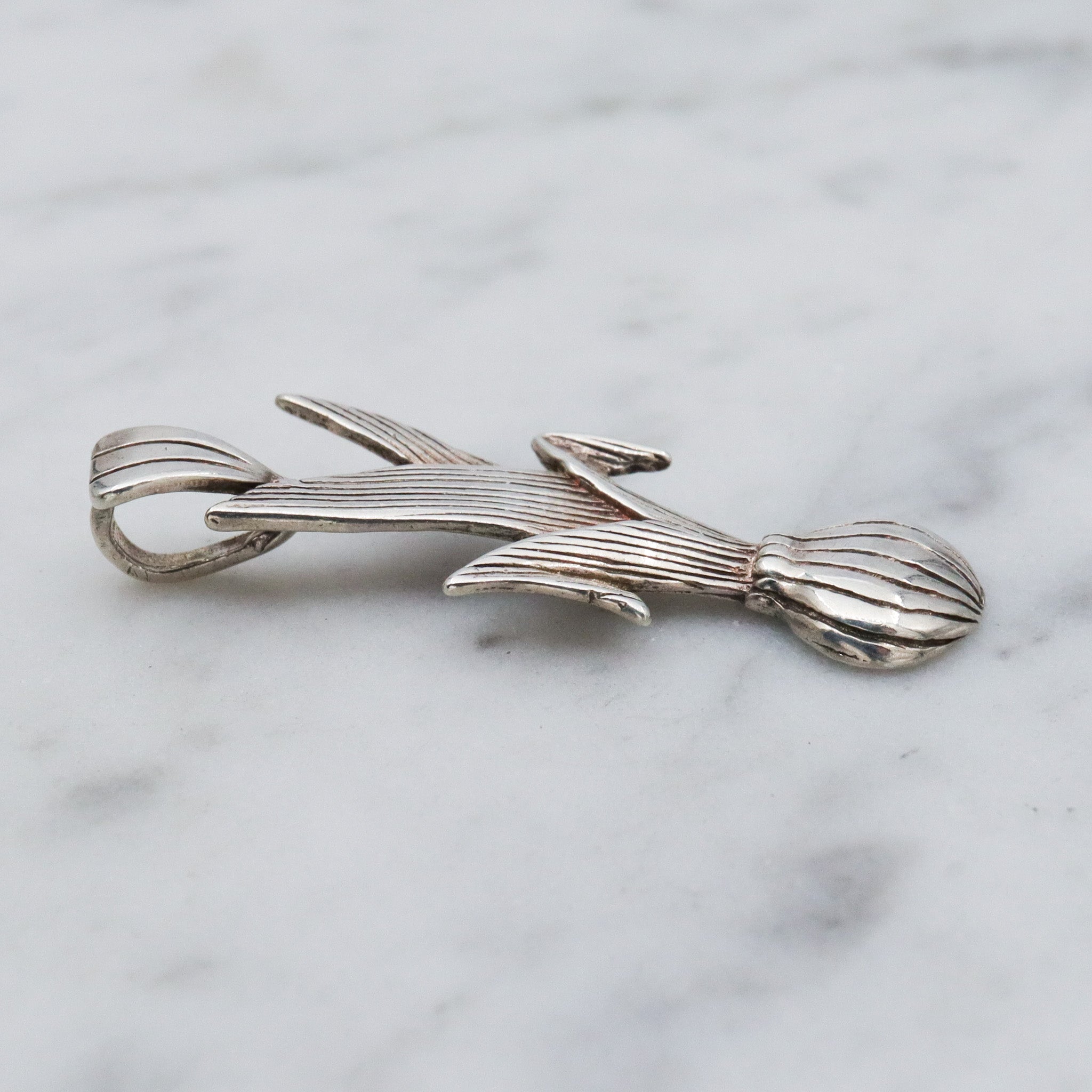 Vintage sterling silver onion plant pendant